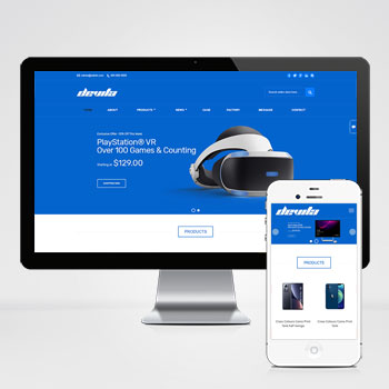 蓝色英文外贸网站 - 带三级栏目